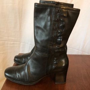 Clarks Artisan Leather Boots Ruffles Button Detail